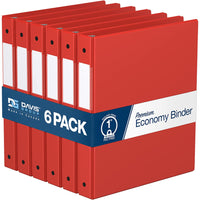 Davis Group Super économie, Reliure à anneaux ronds 1 po, paquet de 6 – Rouge-3 Reliure À Anneaux