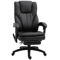 Vinsetto - Chaise de bureau à haut dossier avec repose-pieds et hauteur réglable - noir-2 en 1 : fauteuil de bureau haut de gamme et fauteuil inclinable de massage électrique