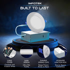 ShoppingAll - Impotek Lumière de plafond encastrée LED 4” 5 CCT avec boîte de jonction - 2700K/3000K/3500K/4000K/5000K - Dimmable IC Classé ETL Étoile d’Énergie 9W 800LM - RCL1-9W4IN (Paquet de 1)-Kit d’installation pratique - Votre expérience d’installation sans tracas est notre priorité. Chaque lumière est livrée avec des connecteurs de câbles, des protecteurs de câbles et un gabarit de découpe, simplifiant le processus d’installation et le rendant simple et convivial
