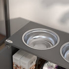 PawHut - Bols surélevés pour grande station d’alimentation pour animaux avec support - gris-Rangement caché spacieux 
