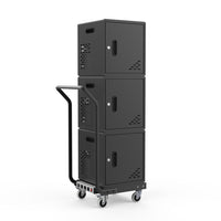 Luxor - Chariot de recharge modulaire pour 30 appareils (3 armoires) avec chariot simple et alimentation CA-Chaque armoire modulaire peut contenir jusqu’à 10 ordinateurs portables ou tablettes avec un écran allant jusqu’à 13 po