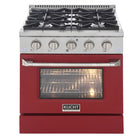 Kucht - 30 po Série KNG Cuisinière Pro Style au gaz propane - Acier inoxydable/Rouge-Cette cuisinière à gaz à quatre brûleurs comprend deux brûleurs de 15 000 BTU et deux brûleurs de 9 000 BTU
