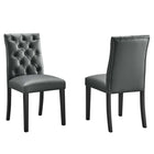 Modway - Duchess Vinyle Chaise à manger Ensemble de 2 - Gris-Rembourrage en mousse dense pour le confort