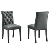Modway - Duchess Vinyle Chaise à manger Ensemble de 2 - Gris-Rembourrage en mousse dense pour le confort