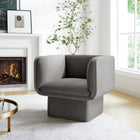 Modway - Tate Performance Velvet Chaise d’accent - Storm Grey-Rembourrage en mousse dense