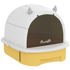 PawHut - Bac à litière pour chat type tiroir 15,9 po l x 20,5 po P x 15,4 po H - jaune-Conception fermée avec porte battante translucide assurant l’intimité et le contrôle des odeurs 