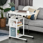 HOMCOM - Bureau debout mobile - 31 po L x 15,75 po l x 32,25 po H - blanc-Peut servir de table de chevet, table d’appoint pour canapé, mini chariot de bar, jardin mobile, etc. 