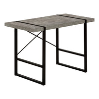 Monarch Specialties - 7661 Bureau 48 po L - Simili-Ciment Gris/Metal Noir-Bureau d'ordinateur d'inspiration industrielle avec un dessus de bureau à panneaux épais au fini faux béton gris