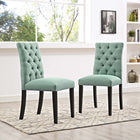 Modway - Duchess Tissu Chaise à manger Ensemble de 2 - Laguna-Dossier boutonné luxueusement touffé