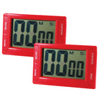 Ashley Productions - Minuterie numérique Big Red 3,75 po x 2,5 po avec support magnétique et support, paquet de 2-99 minutes, 59 secondes haut/bas, avec alarme