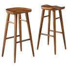 Modway - Saville Dos sans dos Tabourets de bar - Noyer - Ensemble de 2-Tabourets de bar en bois massif de manguier