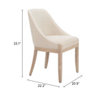 Zuo - Calmo Chaise de salle à manger - Beige-Garantie limitée de 3 ans