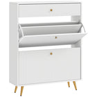 HOMCOM - Armoire à chaussures avec 2 tiroirs basculants pour 12 paires - blanc-Style moderne avec couleur unie et panneaux ondulés qui renforcent l’attrait 