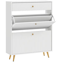 HOMCOM - Armoire à chaussures avec 2 tiroirs basculants pour 12 paires - blanc-Style moderne avec couleur unie et panneaux ondulés qui renforcent l’attrait 