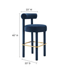 Modway - Toulouse Performance Velvet Tabouret de bar - Midnight Blue Gold-Tissu de velours Performance