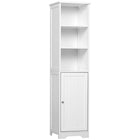 Kleankin - Armoire de rangement de salle de bain haute et étroite - blanc-Étagères ouvertes à 3 niveaux et armoire à porte pour un grand espace de rangement 
