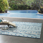 Modway - Reflect Cadhla Treillis Géométrique Abstrait Vintage Tapis intérieur et extérieur de 8 pi l x 10 pi L - Ivoire et bleu-Tapis durable d’intérieur et d’extérieur
