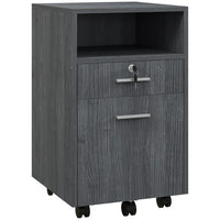 Vinsetto - Classeur 2 tiroirs pour dossiers lettre/A4 avec serrure - gris-Grand espace de rangement pour garder votre bureau, votre salle d'étude ou votre chambre en ordre 
