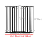 PawHut - Barrière pour Animaux 29"-39" avec Porte à Pression pour Chiens pour Escaliers - Noir-Largeur réglable entre 29,1 po (74 cm) et 39,4 po (100 cm), s’adapte à différentes portes et cadres