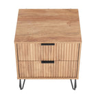 Manhattan Comfort - Dumbo table de chevet moderne, commode et commode haute 5 tiroirs - brun doré - ensemble de 3-10
