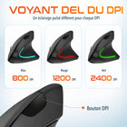 Delton - Souris d'ordinateur ergonomique sans fil rechargeable S12, pour droitiers, noire-Il est équipé de 6 boutons de haute qualité, notamment les boutons gauche et droit, les boutons « Suivant » et « Précédent », un sélecteur de DPI et une molette de défilement, pour une fonctionnalité optimisée.