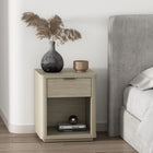 Manhattan Comfort - Table de nuit moderne Evelyn 20" à 1 tiroir - Naturel-Comprend 1 étagère ouverte et 1 tiroir à extension totale