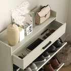 HOMCOM - Armoire à chaussures étroite avec 2 portes rabattables et tiroir supérieur - blanc vieilli-Le meuble à chaussures industriel s'accorde avec la plupart des styles de mobilier de maison 