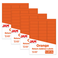 JAM Paper Étiquettes postales, 2 5/8 x 1 po, orange cosmique Astrobright, 480 par paquet-3,2 oz
