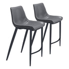 Zuo - Magnus Tabouret de comptoir - Dark Gris/Noir - Ensemble de 2-Repose-pieds ergonomique et confortable