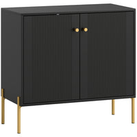 HOMCOM - Buffet moderne 31,5 po L avec portes cannelées - noir-Doté de portes cannelées et d'accents dorés, rehaussant instantanément le style de votre pièce 