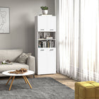 Kleankin - Armoire de rangement haute pour salle de bain avec portes et placards - blanc-Couleur : Blanc 