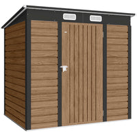 Outsunny - Abri de rangement extérieur 6 pi x 4 pi - teck-Sept colonnes de soutien avec traverses et kit de fondation pour une stabilité renforcée
