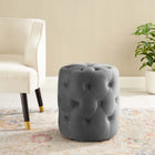 Modway - Amour Ronde à boutons touffés Performance Velvet Ottoman - Gris-Rembourrage en velours polyester Performance