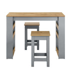 Modway - Galley 3 pièces Îlot de cuisine et ensemble de tabouret, Gris chêne-8