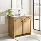 Modway - Appia 36" Armoire de toilette de salle de bain (lavabo non inclus) - Chêne-Construction en parement de bois de manguier et MDF
