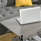 HOMCOM - Table basse relevable avec rangement caché et étagères ouvertes - gris clair-Matériau : panneau de particules