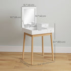HOMCOM - Coiffeuse avec miroir rabattable - 23,6 po L x 19,7 po l x 33,7 po H - blanc-Deux tiroirs coulissants offrent un espace généreux pour vos cosmétiques, bijoux et essentiels 