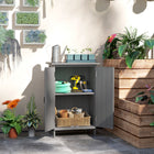 Outsunny - Abri à bois, abri de jardin avec étagères à 2 niveaux, gris-Dessus plat galvanisé résistant à toutes les intempéries, simplifie le nettoyage 