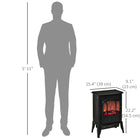HOMCOM - Foyer électrique portatif avec flamme DEL, noir-La fonction de flamme de feu et de chaleur réaliste à LED peut être utilisée indépendamment sans fonction de chaleur 