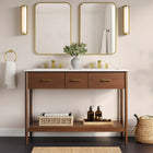 Modway - Zaire 48" Meuble de salle de bain à double lavabo - Blanc noyer-Tirs de poignée en métal