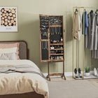 HOMCOM - Armoire à bijoux avec miroir - 18,4 po L x 14,4 po l x 59,6 po H - brun rustique-Miroir pleine longueur pour se préparer, l’angle est réglable selon vos besoins 