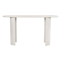 Zuo - Risan Console Table - Blanc vieilli-Plateau de forme ovale en bois de manguier blanchi