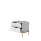 Manhattan Comfort - Table de nuit moderne Jasper 25,15" - Blanc Brillant-Cadre en mélange de MDF avec finition peinte