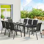 Outsunny - ensemble de salle à manger de patio 9 pièces, table de patio et chaises empilables - noir-Chaises empilables : économisent de l’espace lorsqu’elles ne sont pas utilisées, faciles à ranger