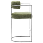 Modway - Huron Dos courbé Tissu et métal Tabouret de comptoir - Feuille d’argent-Glissières de plancher ajustables non marquées