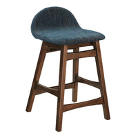 Modway - Juno Tabouret de comptoir - Tissu bleu marine - Ensemble de 2-Tabouret de comptoir en bois du milieu du siècle