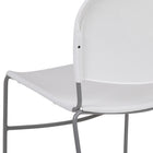 Flash Furniture - Chaise ultra-compacte empilable blanche de la série HERCULES avec une et cadre enduit de poudre argentée-Poignée de portage pour un meilleur transport