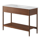 Modway - Zaire 48" Vanité de salle de bain à un seul lavabo - Blanc noyer-Placage de grains de bois