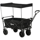 Outsunny - Chariot pliable d’extérieur avec auvent amovible - capacité de 220 lbs - noir-Design spacieux, supporte jusqu'à 29 gallons (110 L)