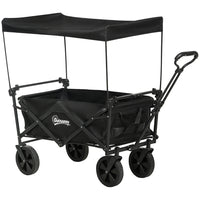 Outsunny - Chariot pliable d’extérieur avec auvent amovible - capacité de 220 lbs - noir-Design spacieux, supporte jusqu'à 29 gallons (110 L)